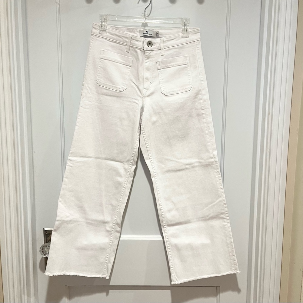 Vineyard Vines High Rise Wide Leg White Denim Jeans 26